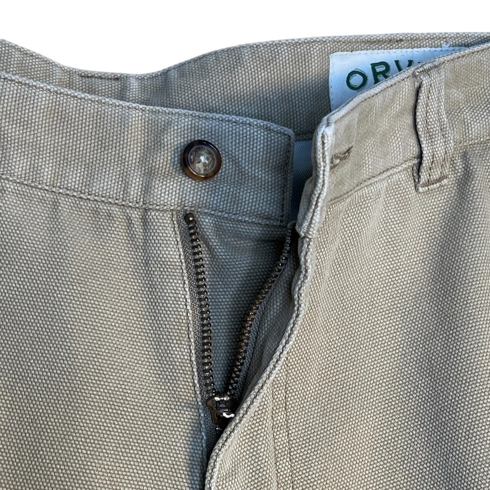 Orvis Men’s Heavyweight Cotton Textured Rugged Tan Pants With Leather Trim W36 … - Picture 5 of 10